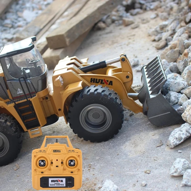 Realistic Simulation Remote Control Construction Dump Truck Multifunctional Alloy Material LED Light 2.4G RC Bulldozer Kids' Toy 4