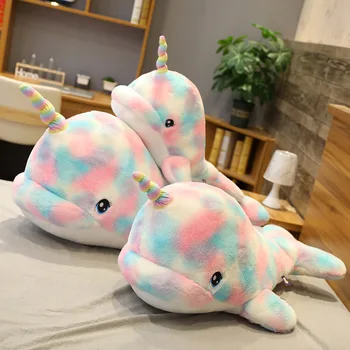

70/90CM Colorful Narwhal Plush Toy Whale Stuffed Doll Soft Plush Pillow Cushion Birthday Gift For Kids Children