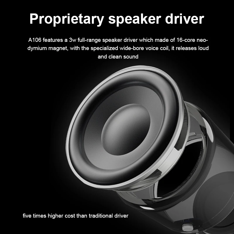 EWA Mini Wireless Speaker Bluetooth Column Metal Bass Box IP67 Waterproof Loudspeaker Portable Speakers with Travel Case A106Pro 5