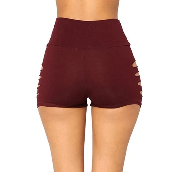 

2020 Hot Summer Hollow-out Shorts Women Casual Shorts Workout Waistband Skinny Solid Short Shredded Biker Shorts