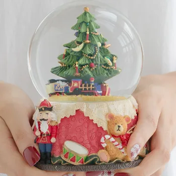 

Romantic Snowflake Music Box Crystal Ball Spinning Train Music Box Luminous Birthday Love Gift Caja De Musica Home Decor EB50MB