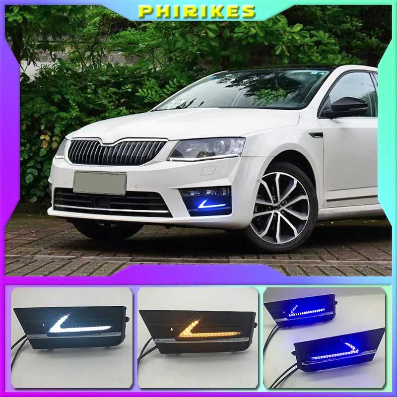 

For Skoda Octavia 2017 Car Accessories Waterproof 12V DRL Fog Lamp Decoration LED Daytime Running Light