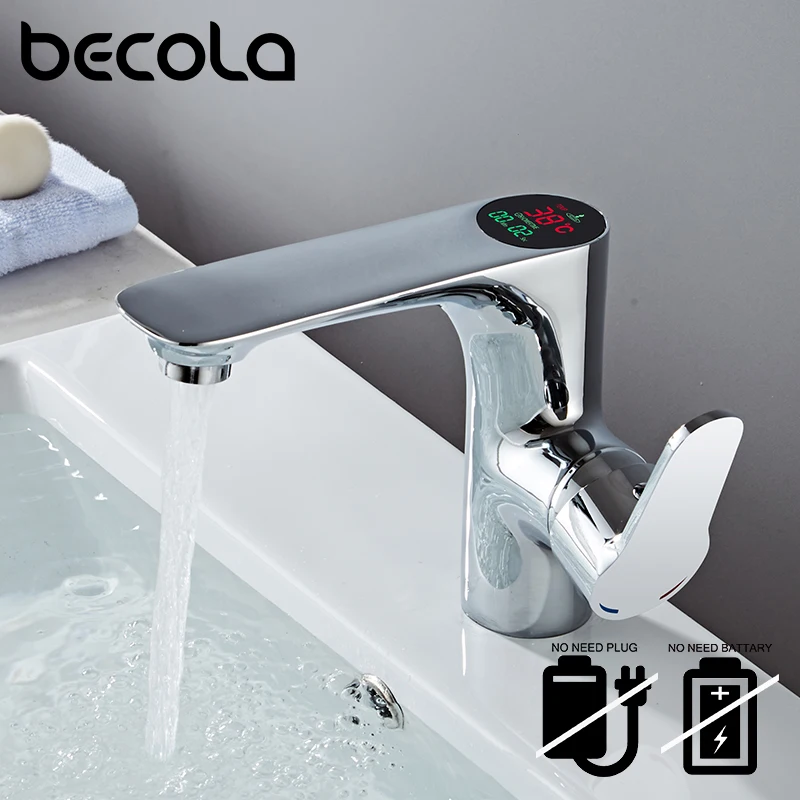 BECOLA светодиодный смеситель для ванной комнаты с цифровым дисплеем и датчиком