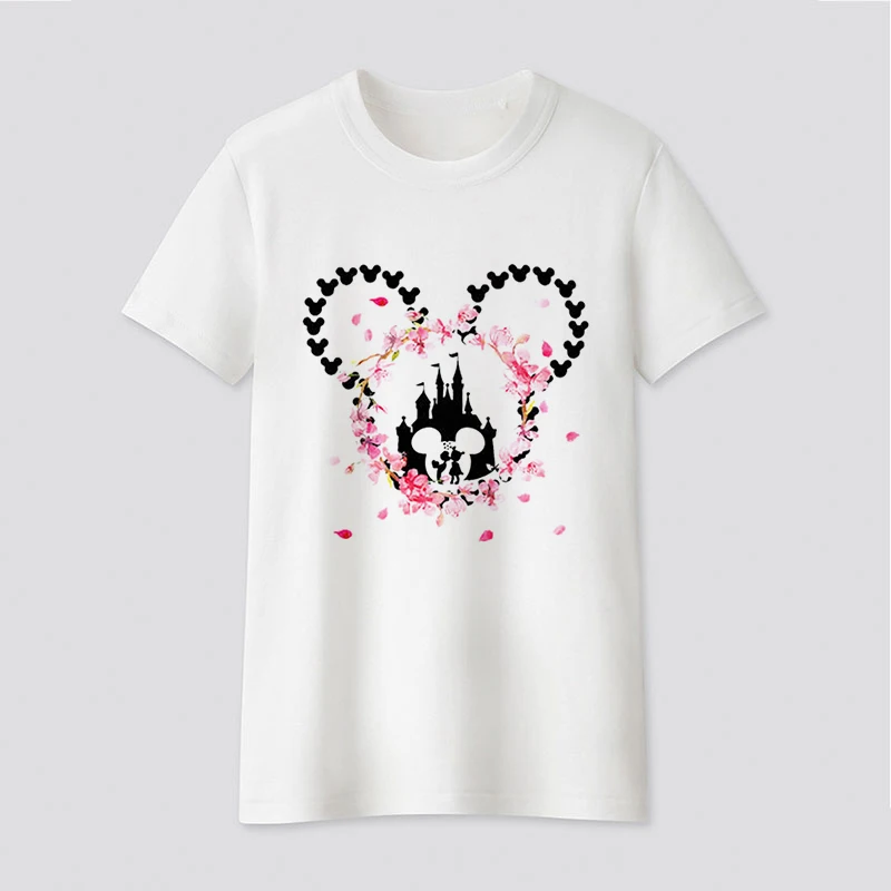 Cute Mickey silhouett printed t shirt women 90s Graphic T-shirt Harajuku Tops Tee Cute Short Sleeve animal tshirt Female Tshirts