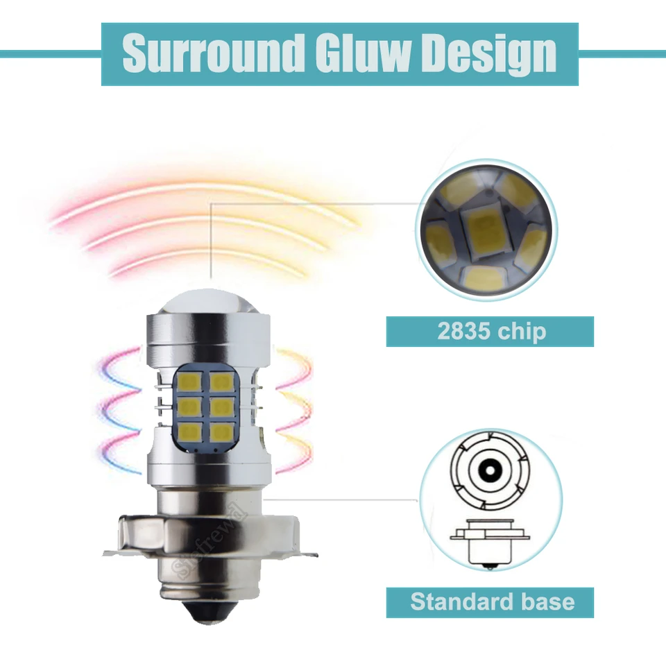 1 Pe&ccedil;a L&acirc;mpada LED 3 Cores Em 1 P15D H4 H6 BA20D Hi/Lo Beam Para Motos