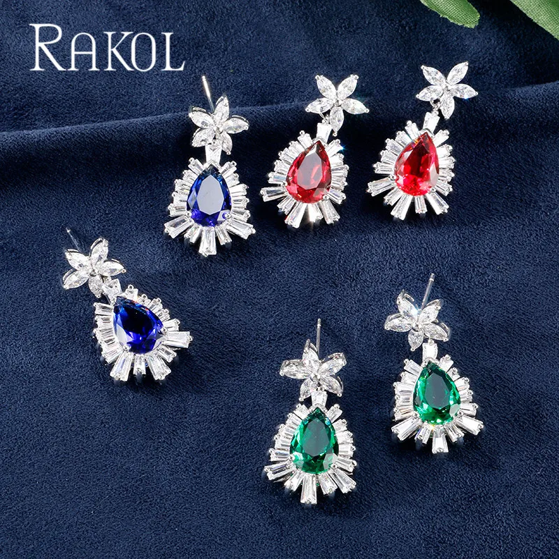 RAKOL роскошный Искрящийся Блестящий Прозрачный AAA кубический циркон серьги свадебное ожерелье набор для Свадебные аксессуары для одежды RS0220
