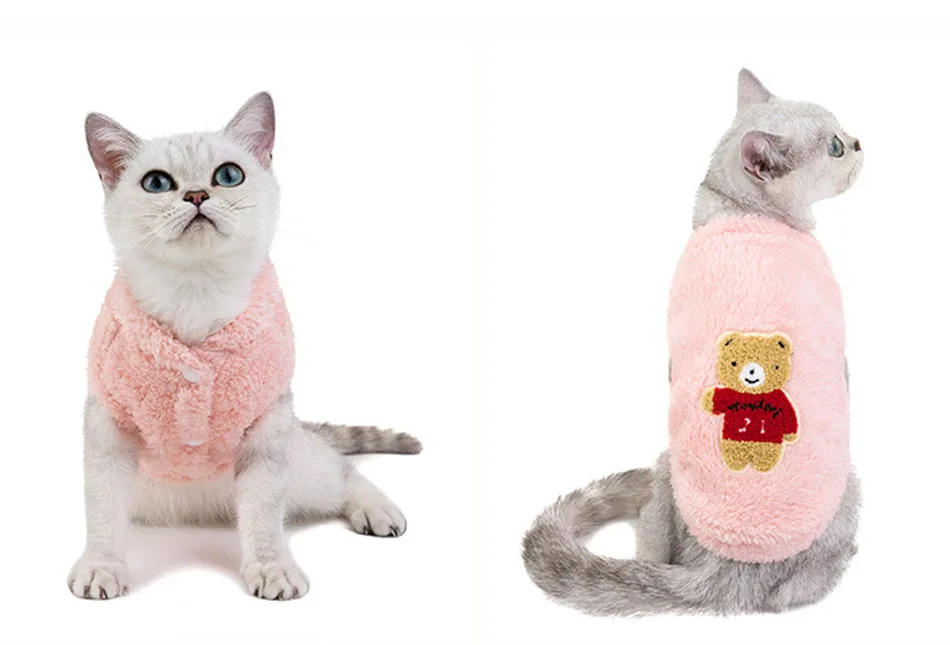 Зимняя теплая одежда для кошек, флисовое пальто, свитер для кошек, наряд каттена, одежда для домашних животных, костюм для кошек