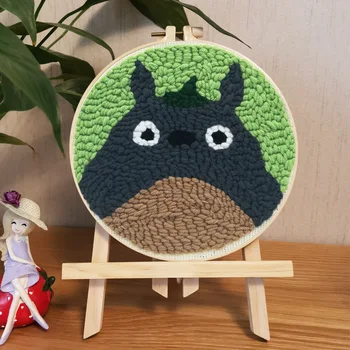 

Cartoon Totoro DIY Magic Punch Needle Pen Embroidery Kit Pattern Printed Needlework for Beginner Handmade Embroidery Home Decor