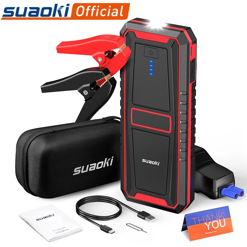 SUAOKI U17 автомобиль скачок стартер 18000 мАч Перезаряжаемые Батарея Dual USB 5V 3.0A 2.4A Тип-C Выход светодиодный фонарик Boost для двигателя автомобиля