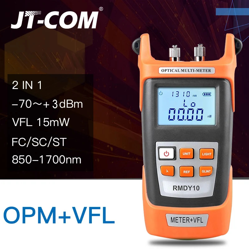 

2 In1 Fiber optical power meter -70 + 3dBm and 15mW 15km Fiber Optic Cable Tester Visual Fault Locator Red Light Laser Pen