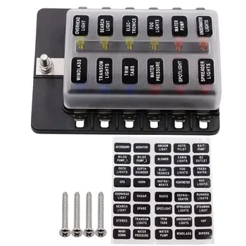 

Cs-579 1 In 6/8/10/12 Out Fuse Box With Led Indicator Durable For Automotive Car Boat Marine Suv Bus Universal