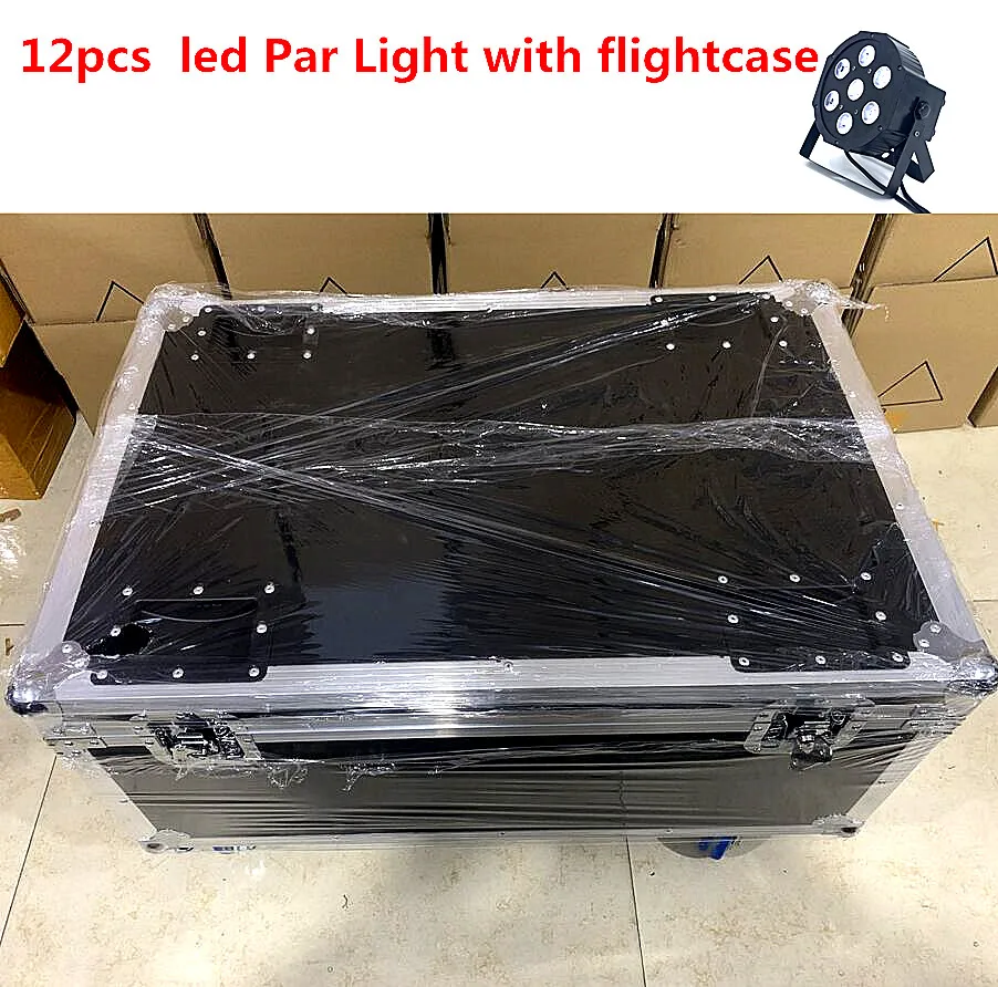 12 шт. светодиодный Par свет с flightcase 7x18 Вт светодиодный плоский SlimPar RGBWA УФ свет 6в1 светодиодный DJ мыть свет сценический dmx светильник освещение сцены