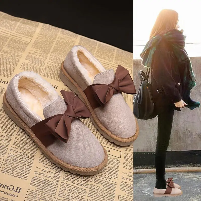 

Beanie shoes female 2019 winter new Korean version of the wild lazy one pedal plus velvet cotton shoes bread shoes student snow