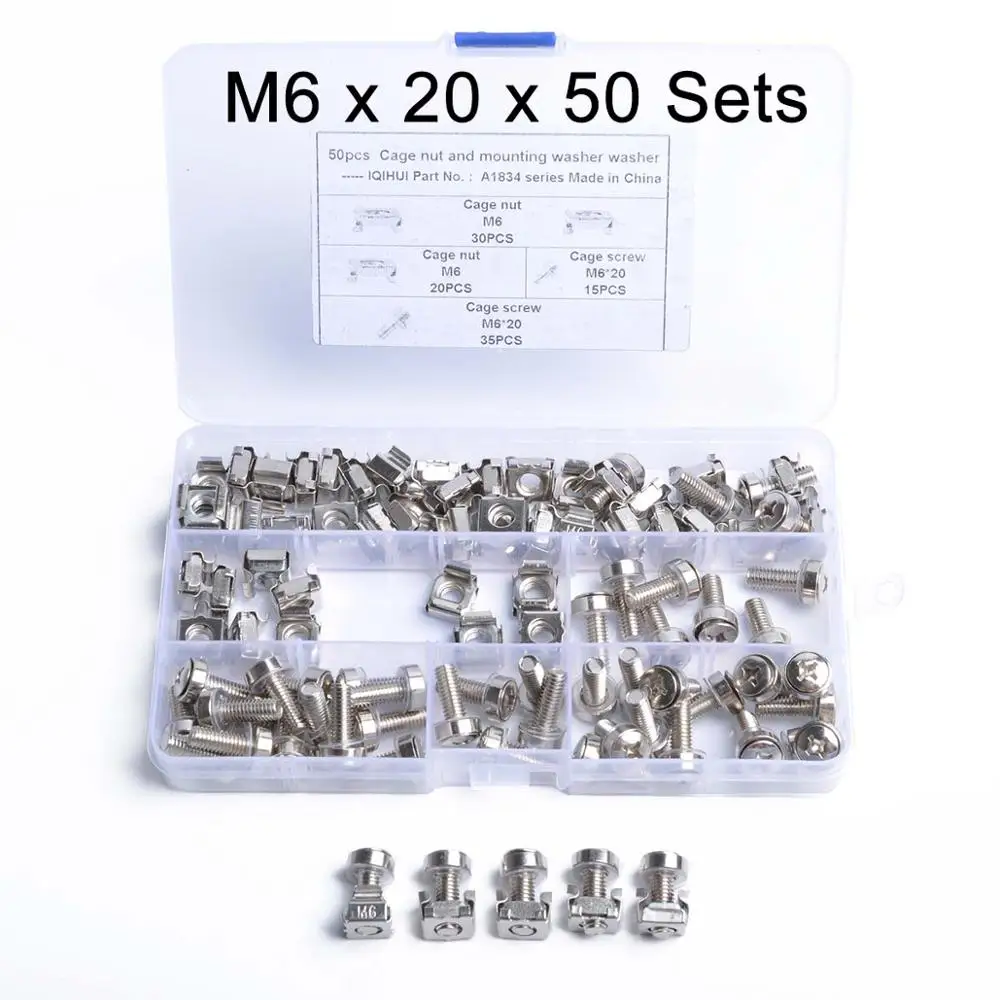50 комплектов Storagebox M5 M6 аппаратная клетка с квадратным отверстием гайки и монтажные винты шайбы для грузовиков/RV/серверная стойка и шкаф - Название цвета: 1 Set