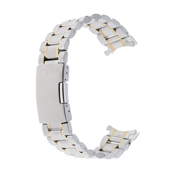 

Stainless Steel Link Bracelet Watchband Strap Curved End Gold Silver