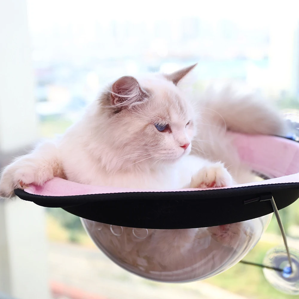 Comfortable Cute Pet Cat Hanging Bed Nest Movable Sucker Hammock Window Sill Space Capsule Sofa Supplies | Дом и сад