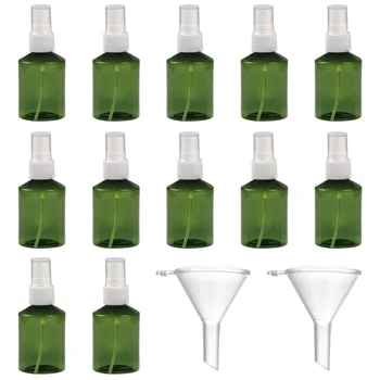 

12PCS 50ml Portable Refillable Empty Travel Spray Bottle Dispensers with 2 Funnel for Makeup Cosmetic Alcohol Disinfection Water