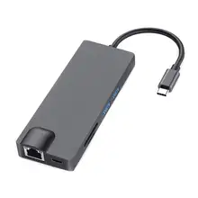 8 в 1 USB C концентратор адаптер USB C в HDMI usb-хаб кард-ридер док-станция с гигабитной сетевой картой