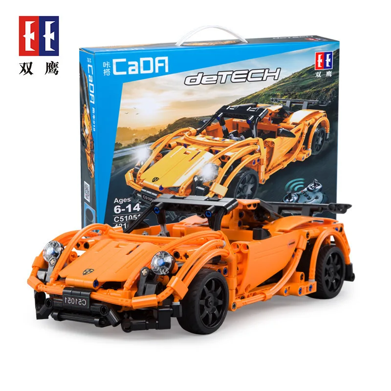 

Double e Remote Controlled Blocks Car C51051 Sports Car 918 Model Electric Toy Car Educational Assembled Building Blocks Gift