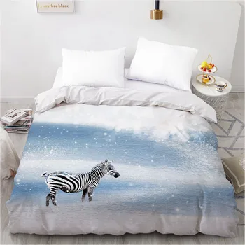 

3D Design Custom Duvet Quilt Comforter Blanket Cover Case Bed Linens Bedding Set Black 173x230cm Animals Zebra Home Textile