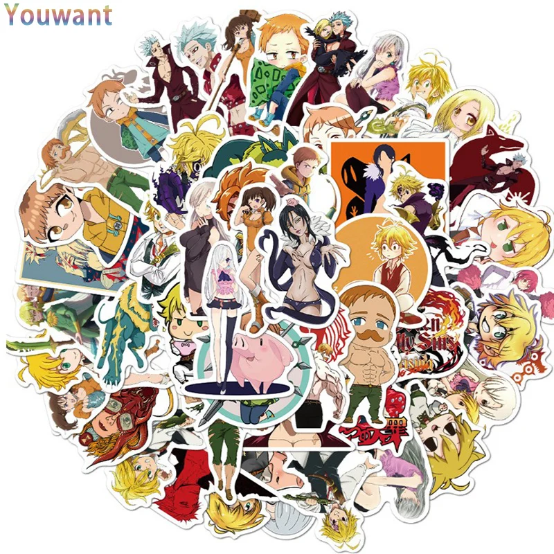 

50Pcs The Seven Deadly Sins Anime Sticker Cartoon Stickers for Skateboard Motorcycle Scrapbook Laptop Snowboard Luggage Sticker