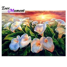 Алмазная картина Ever Moment с белым цветком Morning Glory, полностью квадратная мозаика, стразы, алмазная вышивка ASF1803