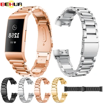 

Band Stainless Steel Watch Band For Fitbit Charge 3 Charge3 Watch Strap with connect link Metal Easy Wristband Watches Bracelet