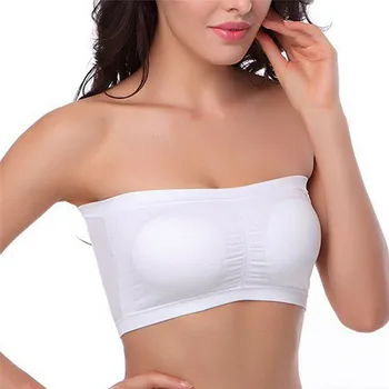 

New Womens Ladies Nylon Strapless Padded Boob Stretch Bandeau Tube Bra Cami Tops