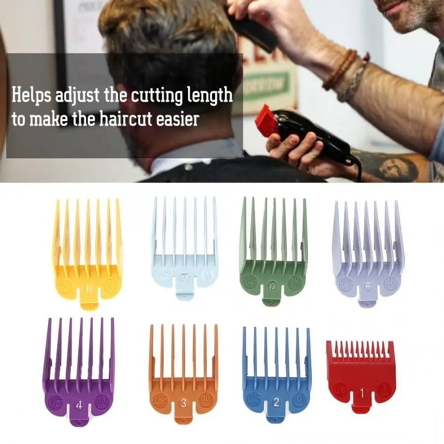 8 Sizes professional Colored Limit Comb Hair Clipper Haircut Guide Attachment Size hair salon barber accessory hairdresserl | Красота и