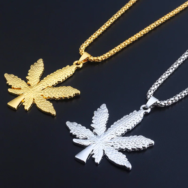2019 позолоченный серебряный лист в стиле хип хоп ожерелье кленовый с подвеской