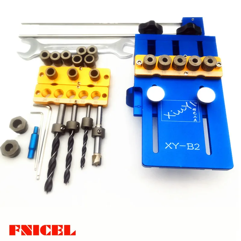 4 In 1 Hole Tenon Punching Locator Dowelling Jig for Furniture Plate Punch Woodworking Drill Guide Kit Aluminium Alloy | Инструменты