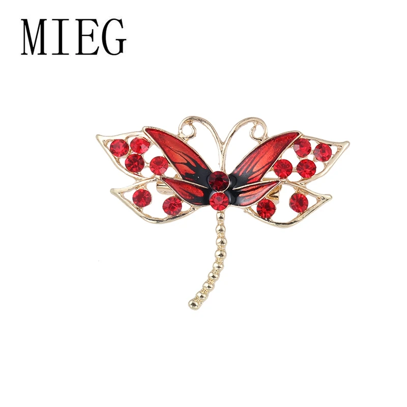 

MIEG Many Colors Available Insect Dragonfly Rhinestone Pins Brooches For Women Fashion Jewelry Hijab Pins