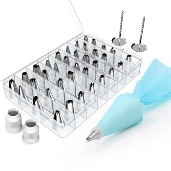 

42Pcs/set Cake Decorating Tips Set Stainless Steel Icing Piping Nozzles DIY Household Baking Tools Reusable Pastry Bags Couplers