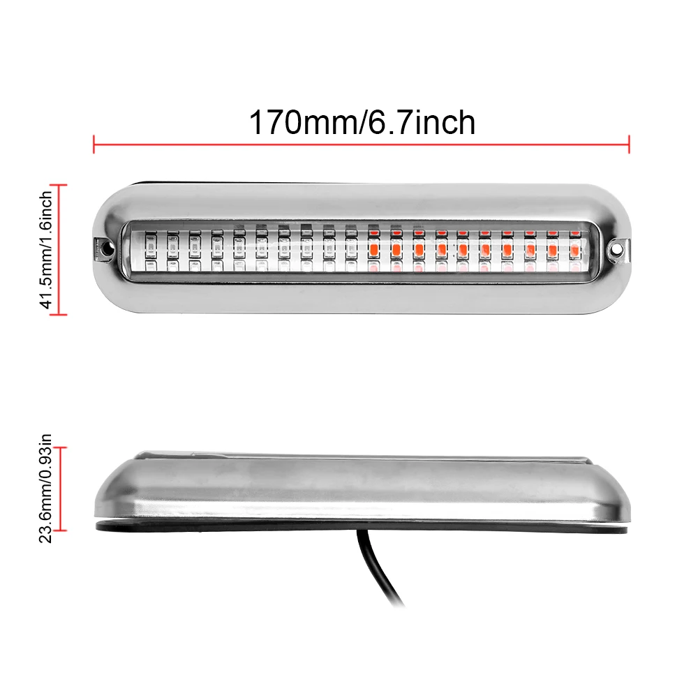 2x красный/зеленый 2000LM 60LED водонепроницаемый Нержавеющая сталь отделка кольцо лодка подводный светильник прозрачные линзы понтон морской/лодка транца