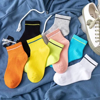 

Short Socks Happy Women Cotton Woman Sox Stripe Candy Colors Thin Sock Creative Ladies Sweet Spring Summer Trendy Lady Meias