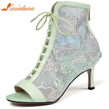 

Karinluna New Arrivals 2020 Peep Toe Gladiator Sandals Women Shoes High Quality Thin High Heels Summer Shoes Woman Sandals