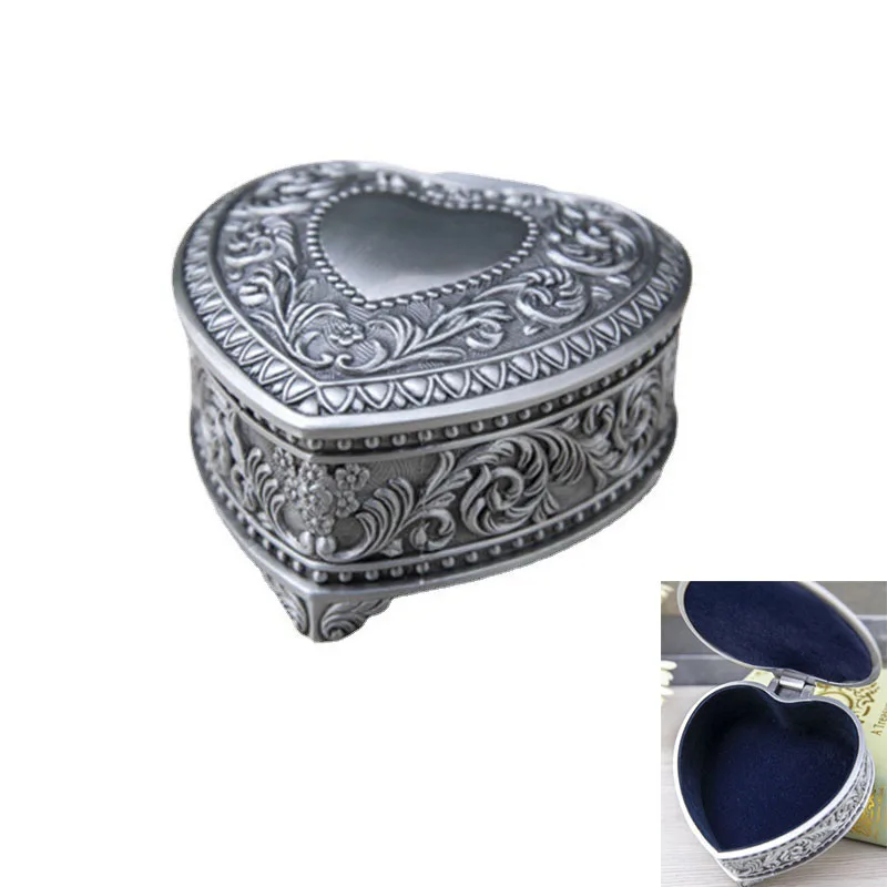 Creative Heart-Shaped Jewelry Box Ring Earrings Treasure Case Keepsake Box Organizer Mothers Day Gifts Mom Birthday Gifts creative european style exquisite metal jewelry storage box heart shaped rose wedding ring proposal keepsake gift box for women