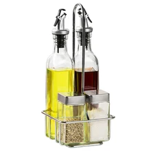 AMINNO Диспенсер уксусного масла Приправа для специй Jar Shakers 4 шт. Стеклянные бутылки 270mlx2 110mlx2 Кухонная кулинария Инструменты для барбекю