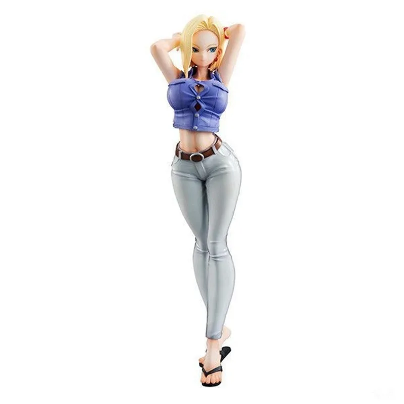 Dragon Ball 19 см сексуальный лазурит Android 18 фигурка игрушки кукла подарок Dragon Ball Z Android 18 лазурит 20 см сексуальная фигурка