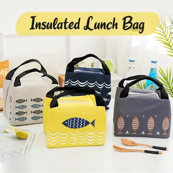 

Mini Portable Lunch Bag Thermal Insulated Picnic Lunch Box Tote Cooler Handbag Bento Pouch Dinner Container Food Storage Bags