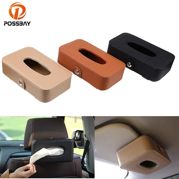 

POSSBAY Microfiber Leather Car Sun Visor Tissue Box Holder Auto Hanging Paper Towel Case Home Napkin Storage Bag Interior Parts