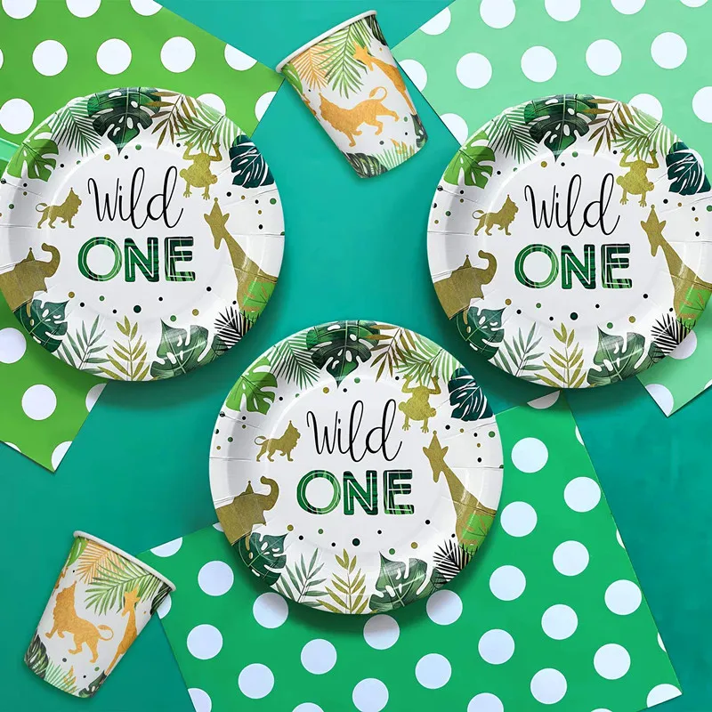 New Wild One Theme Party Green Straw Plate Napkins Tablecloth Disposable Tableware For Adults Baby Shower Birthday Kids Supplies | Дом и сад