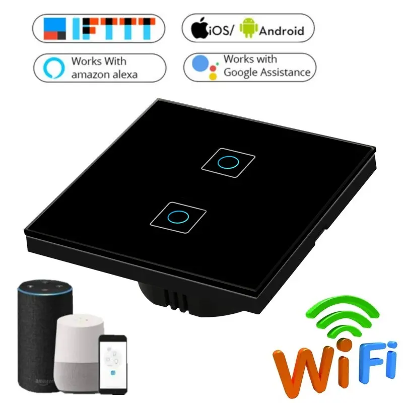 

EU Standard Wifi Light Switch Wall Switch Wireless Smart Switch 220v APP Control with Alexa/google home 1/2/3 Gang