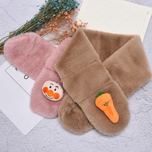 Горячая Новинка милый плюшевый шарф мультяшный однотонный плюшевый детский нагрудник студенческий теплый шарф детский подарок на день рождения и Рождество