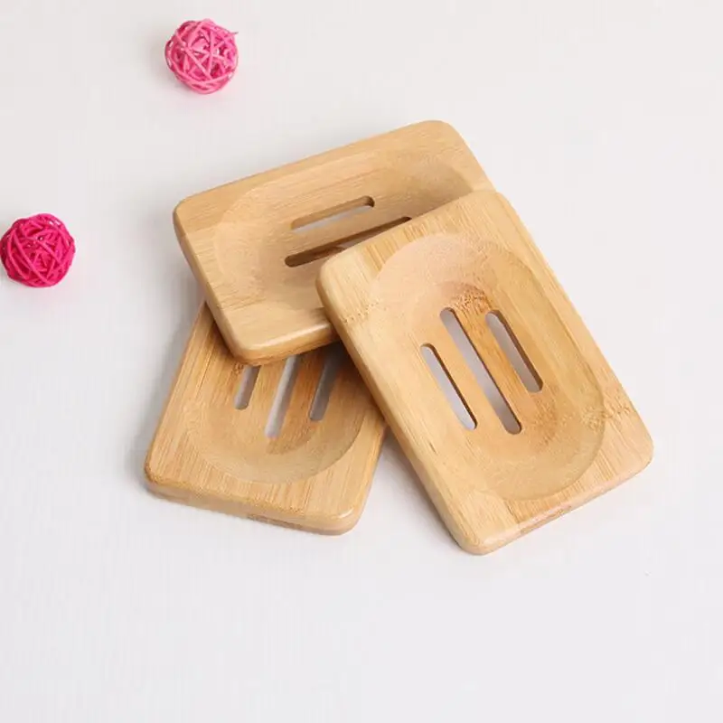 Natural Bamboo Wood Soap Rack Bath Shower Bathroom Wooden Soap Case Holder Tray Dish Plate Box LX8656