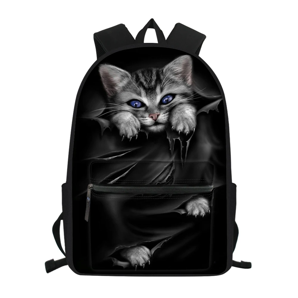 

HaoYun Fashion Children's Canvas Backpack Gothic Cats Pattern Girls School Book Bags Women's Multi-functional Travel Backpacks