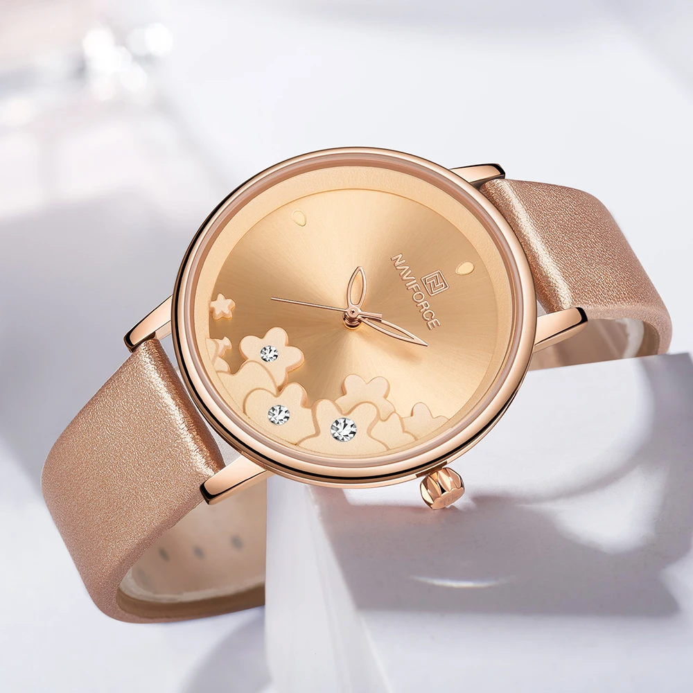 NAVIFORCE 5012 женские часы Лидирующий бренд Роскошные модные женские кварцевые наручные часы женские кожаные водонепроницаемые часы Relogio Feminino
