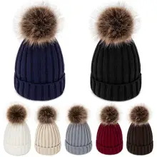 Новинка, шапки бини, вязаные хлопковые зимние шапки для женщин, помпоны для лыжного спорта, утолщенные теплые зимние шапки бини, уличные шапки