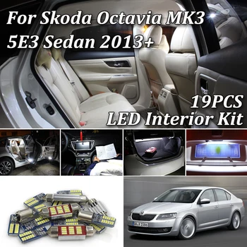 

19Pc White Canbus Error Free LED interior + License Plate + Under mirror light Kit For Skoda Octavia 3 MK3 A7 5E3 RS Sedan 2013+