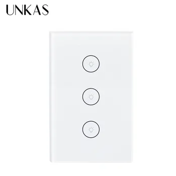 

UNKAS Wifi Smart Wall Touch Switch Tuya Smart Life Glass Panel Mobile APP Remote Control work with Amazon Alexa Google Home